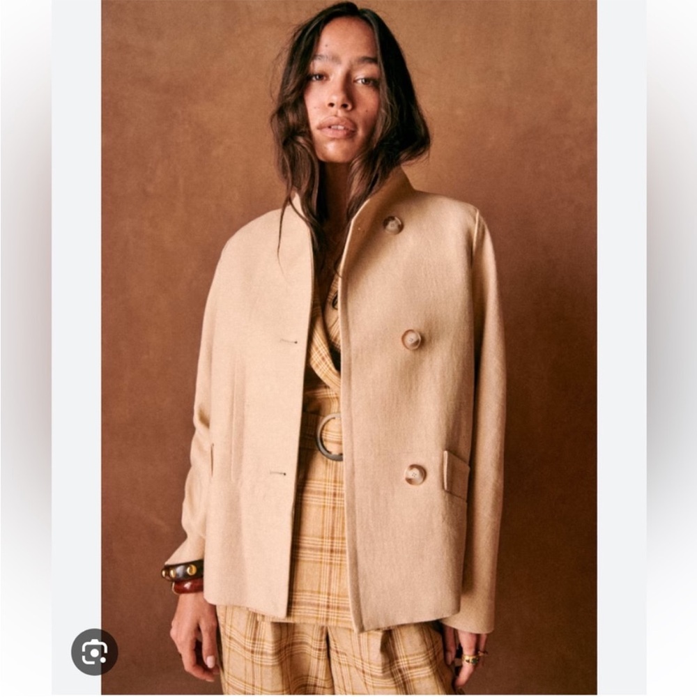 Sezane Kalvin Coat in Beige Jute Size US 14, EU 46